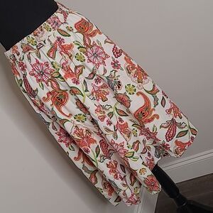 Korea sz M 100% cotton flared skirt with lining, elastic waist